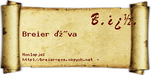 Breier Éva névjegykártya